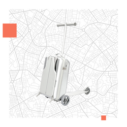 SILVER SCOOTER WITH SUITCASE